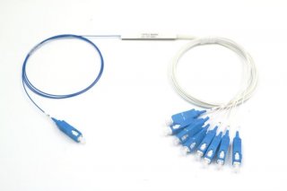 1X8 PLC Fiber Optic Splitter With Steel Tube, G657A Fiber,0.9mm