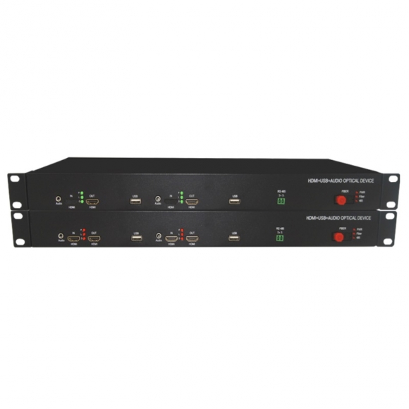 2 HDMI over Fiber Extenders+loop out+RS 485+USB+Audio