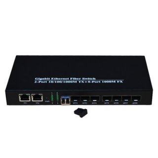 8 Fiber Port &2 UTP lan port Fiber optic ethernet switch ，Fiber Media Converter