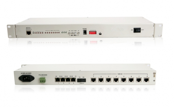 8E1+4*10/100/1000M PDH Fiber Optical Multiplexers Singlemode Dual Fiber 20KM 19 Inch Rack(with the orderwire phone)
