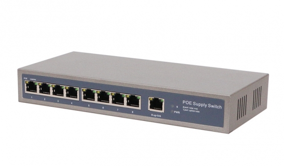 9 Port FE/Gigabit POE Power Supply Switch