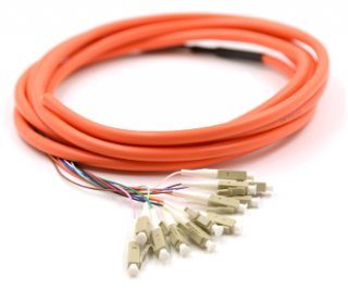 LC Jacketed 12Pk MM62.5 Orange Jacketed Fiber Pigtails, 3 Meter