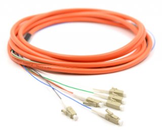 LC Jacketed 6 Pk MM62.5 Orange Jacketed Fiber Pigtails, 3 Meter