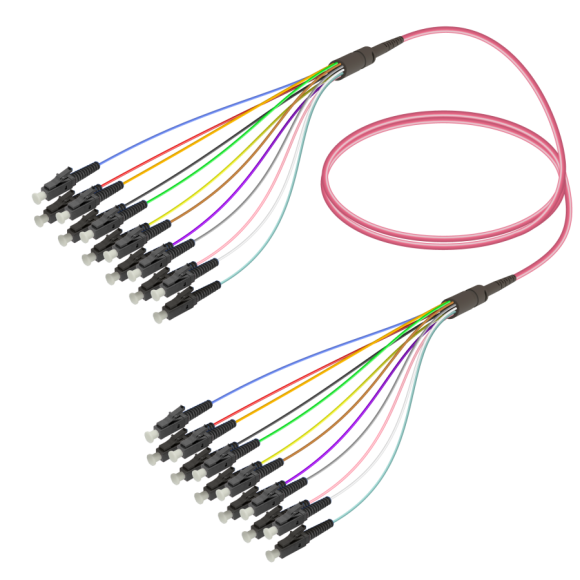 LC/UPC-LC/UPC|12 Fibers Fanout|Multi Mode G651.OM4|3.0/0.9mm