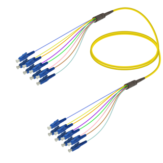 LC/UPC-LC/UPC|8 Fibers Fanout|Single Mode G657.A2|3.0/0.9mm