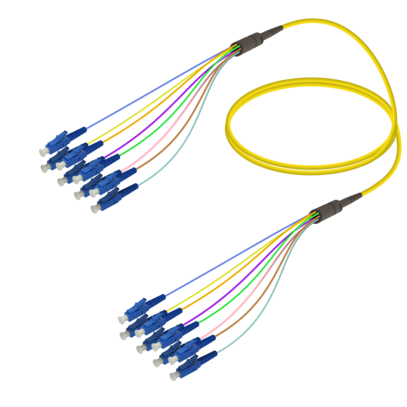LC/UPC-LC/UPC|8 Fibers Fanout|Single Mode G657.A2|3.0/0.9mm