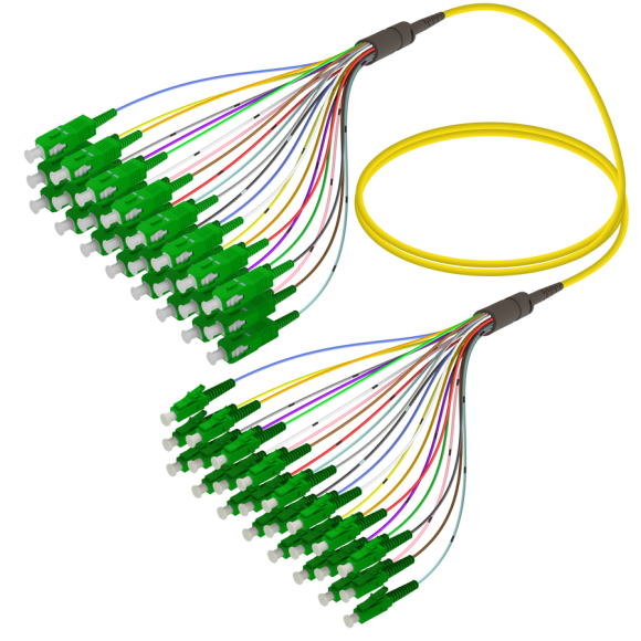SC/APC-LC/APC|24 Fibers Fanout|Single Mode G657.A2|3.0/0.9mm