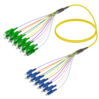 SC/APC-LC/UPC|12 Fibers Fanout|Single Mode G657.A2|3.0/0.9mm