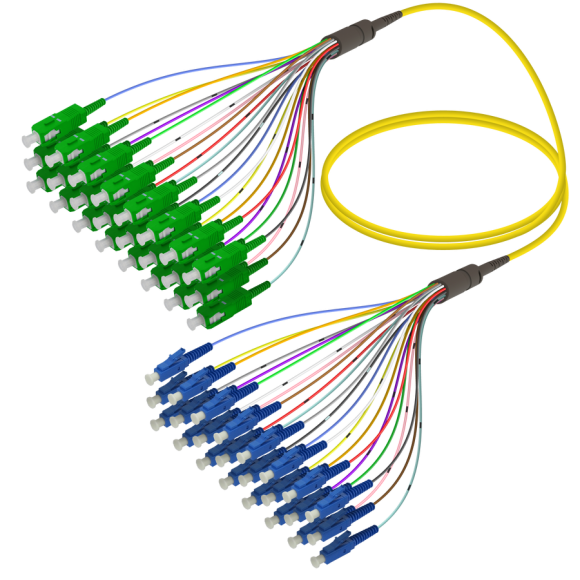 SC/APC-LC/UPC|24 Fibers Fanout|Single Mode G657.A2|3.0/0.9mm