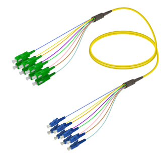SC/APC-LC/UPC|8 Fibers Fanout|Single Mode G657.A2|3.0/0.9mm