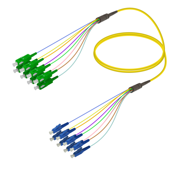 SC/APC-LC/UPC|8 Fibers Fanout|Single Mode G657.A2|3.0/0.9mm