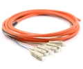 SC Jacketed 6 Pk MM62.5 Orange Jacketed Fiber Pigtails, 3 Meter