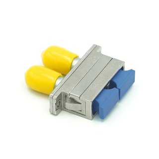 SC to ST Adapter Female to Female Duplex Metal Fiber Optic Hybrid Adapter