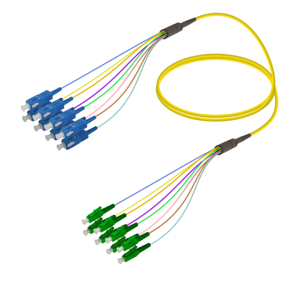 SC/UPC-LC/APC|8 Fibers Fanout|Single Mode G657.A2|3.0/0.9mm SC/UPC-LC/APC|8 Fibers Fanout|Single Mode G657.A2|3.0/0.9mm