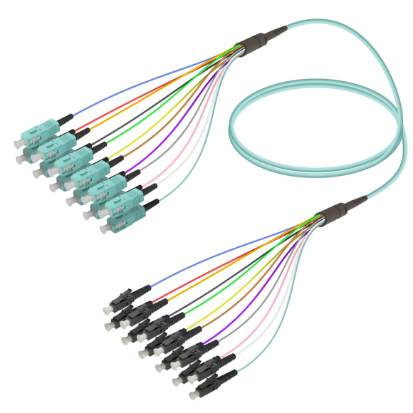 SC/UPC-LC/UPC|12 Fibers Fanout|Multi Mode G651.OM3|3.0/0.9mm