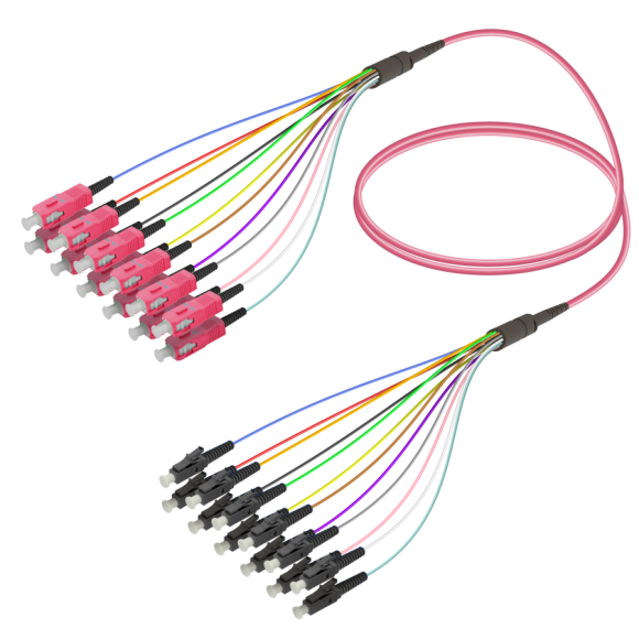 SC/UPC-LC/UPC|12 Fibers Fanout|Multi Mode G651.OM4|3.0/0.9mm