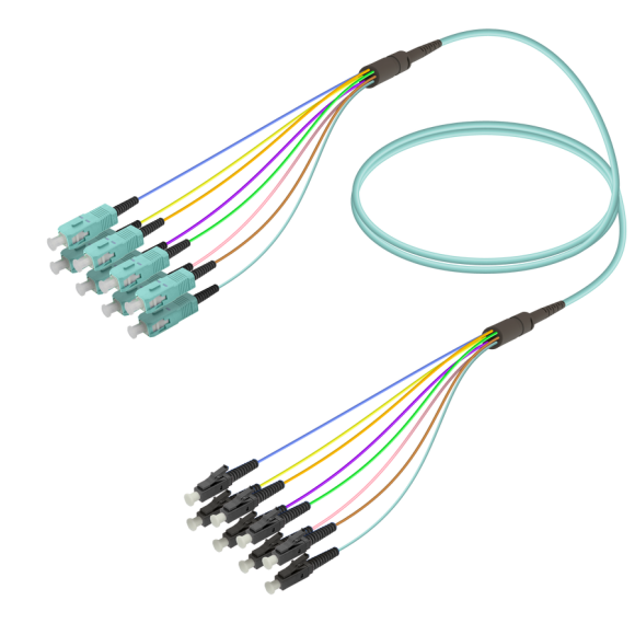 SC/UPC-LC/UPC|8 Fibers Fanout|Multi Mode G651.OM3|3.0/0.9mm
