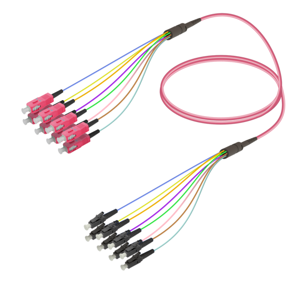 SC/UPC-LC/UPC|8 Fibers Fanout|Multi Mode G651.OM4|3.0/0.9mm SC/UPC-LC/UPC|8 Fibers Fanout|Multi Mode G651.OM4|3.0/0.9mm