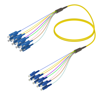 SC/UPC-LC/UPC|8 Fibers Fanout|Single Mode G657.A2|3.0/0.9mm