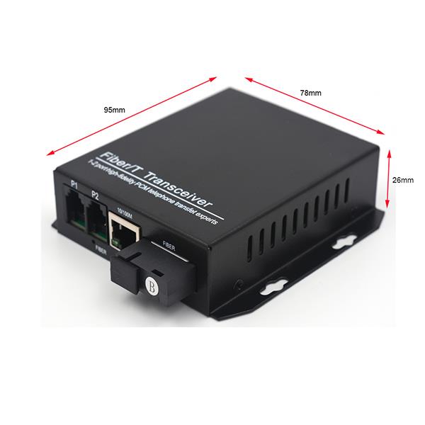 2 channels PCM Voice Telephone over Fiber Optic with 10-100Mbps Ethernet Extender