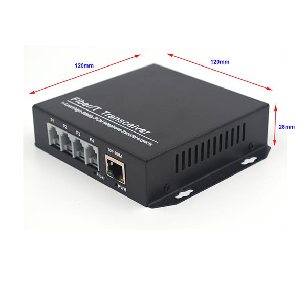 4 PCM Voice Telephone Media Converter Over Fiber with Ethernet