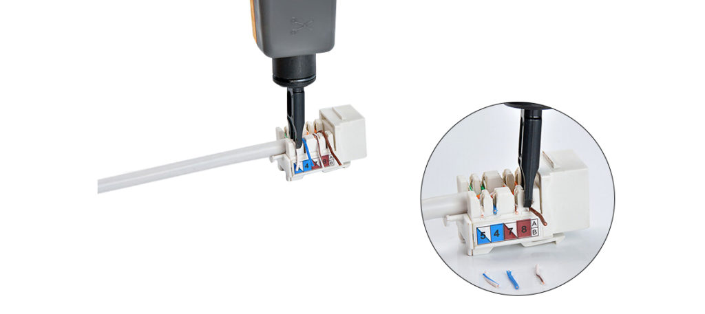 punch down on each wire