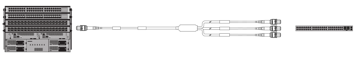 1x3 MTP conversion harness used in 40G to 120G connection